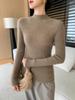 Women's Seamless Cashmere Slim-Fit Knitted Sweater - Half-High Collar Base Layer, 2025 Collection