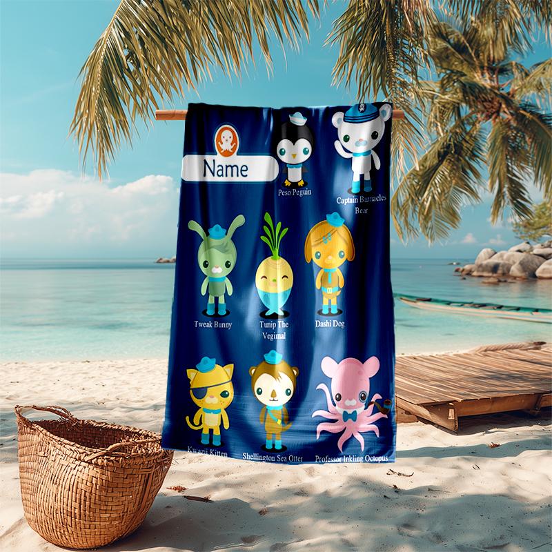 Personalized customized proof beach towel with Octonauts pattern - soft, absorbent,quick-drying,perfect swimming,camping&bathing