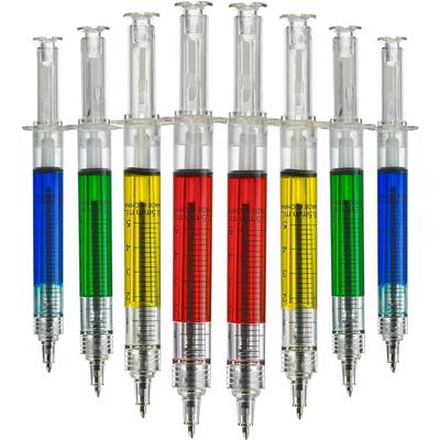 12Pcs Syringe Pens Retractable Fun Multi Color Novelty Pen for Nurses Writes In Black Ink,Nursing Student School Supplies