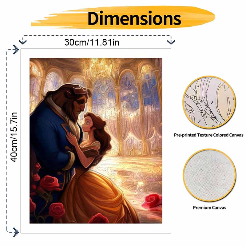 Disney oil painting Beauty and the Beast handmade diy art painting home decoration