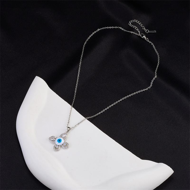Simple Round Butterfly Zircon Pendant Necklace Stainless Steel Fashion Geometric Choker Jewelry Party Gifts For Women Girls