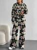 European And American Autumn And Winter Casual Long-Sleeved Suit Women'S Hooded Sweater Trousers Two-Piece Set Retro Elements