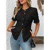 Fashion Lace Shirt Women Spring Summer Short Sleeve See Through Casual Blouse Ladies Button Sweet Tops O Neck Elegant Loose Casual Clothing