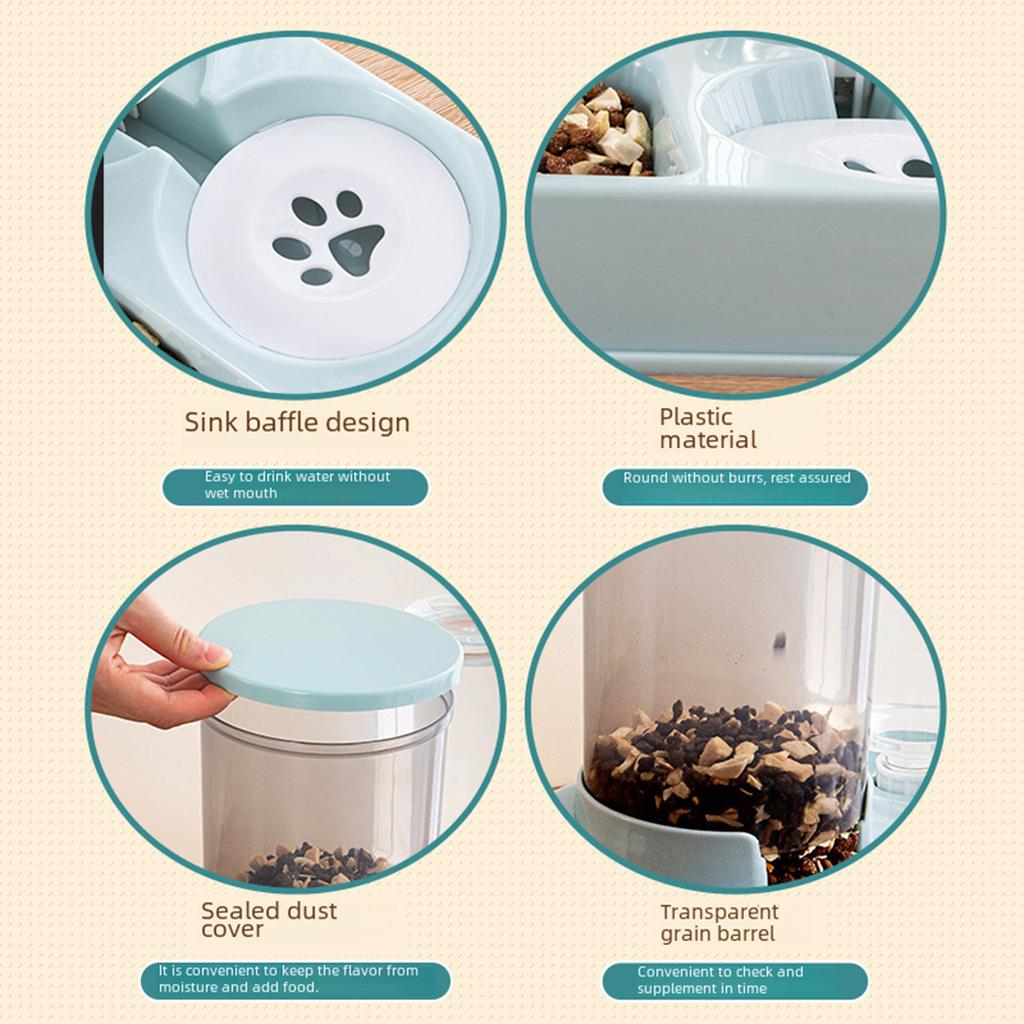 Food Feeder and Water Dispenser Integrated Pet Feeder Double Bowl Automatic Cat Dog Feeder Food Water Dispenser Pet Supplies