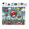 BOOM  WOW Comic City Tapestry Pop Art Style Wall Hanging for Birthday Decor Dorm Living Room High Quality 2D Flat Print Design