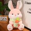 With Bib Bunny Animal Plush Doll Soft Adorable Bunny Dolls Carrot Rabbit Plush Toys  Children Girl