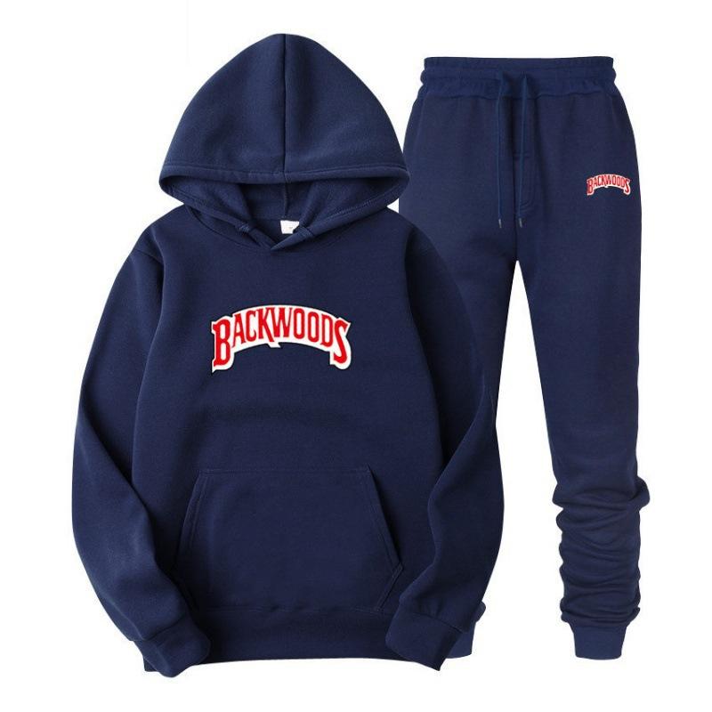 Tide brand sweater set BACKWOODS printed men's and women's fleece hoodie two-piece set