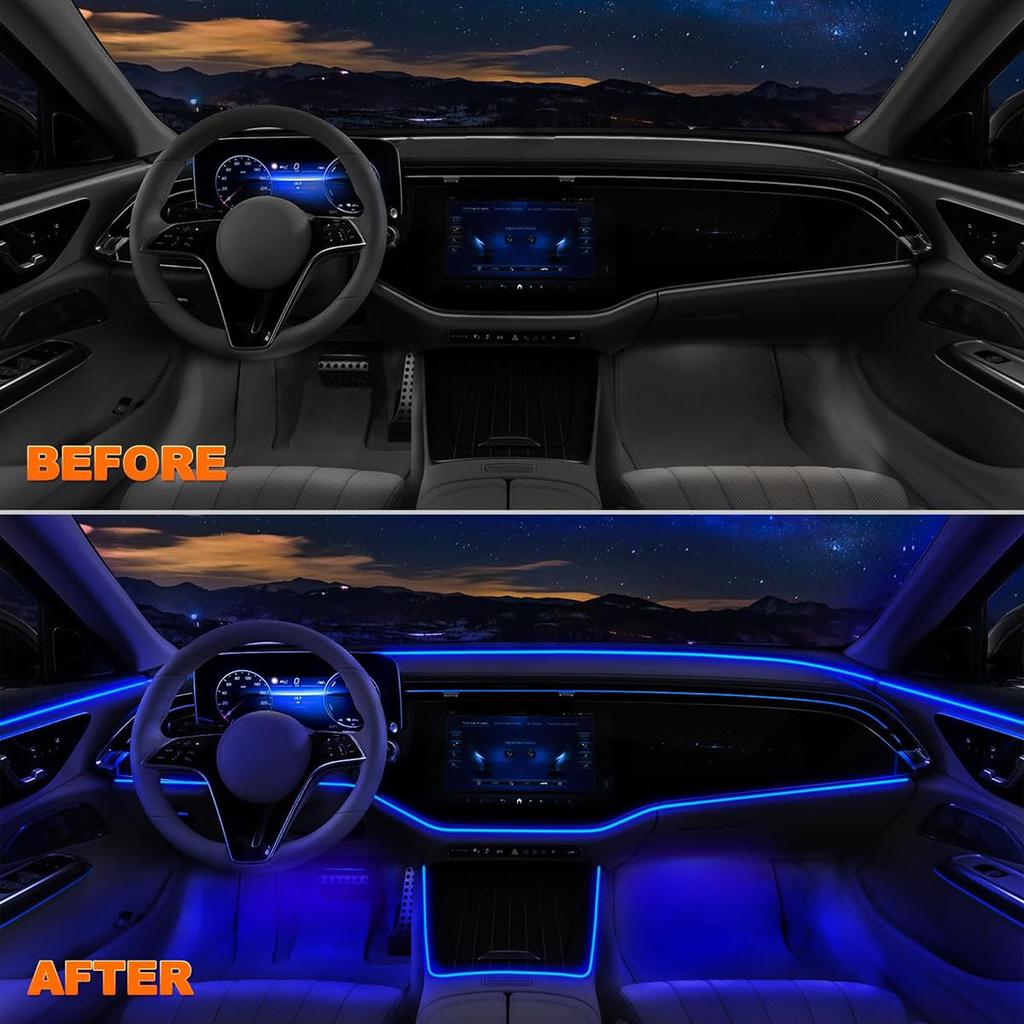 Luz Ambiental 5 en 1 Tira LED para Coche Alta Brillo Atmósfera USB