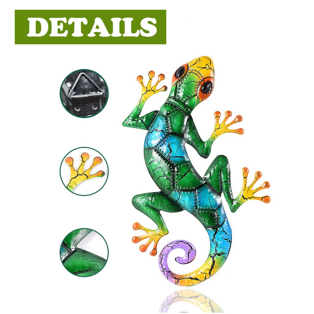 Metal Gecko Yard Garden Decoration for Outdoor Statues Home-garden Wall Decor Miniature Accessories Sculpture Lizard Ornaments