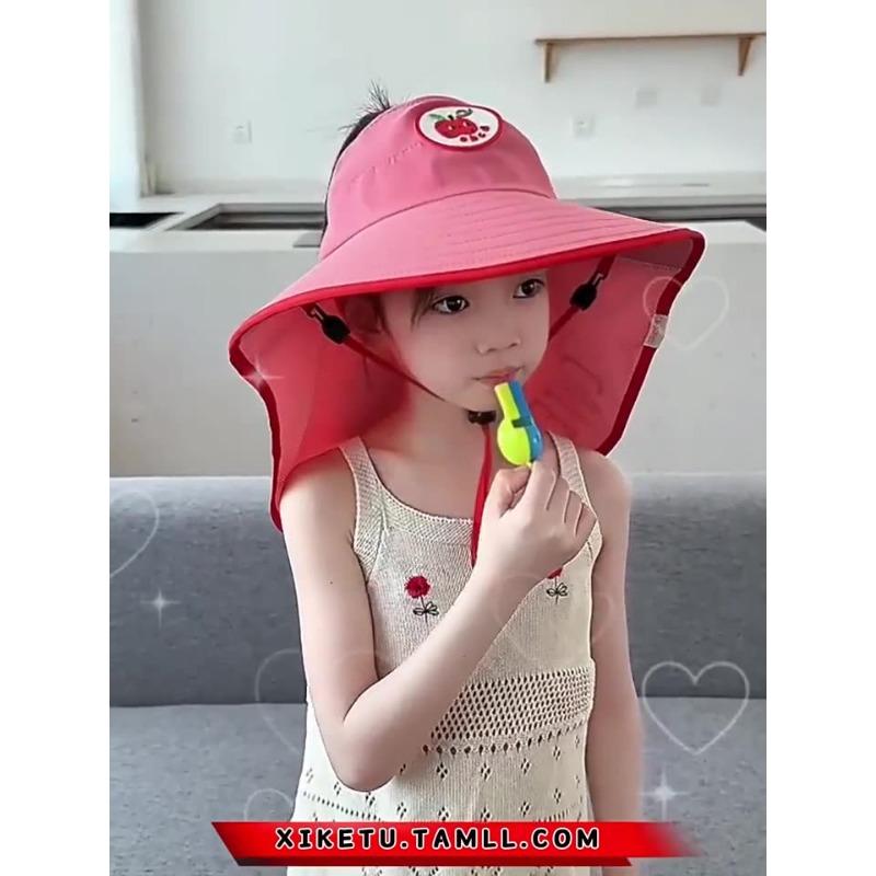 Children's Shawl Sun Hat Outdoor Outing Sun Hat Breathable and UV Resistant Fisherman Hat