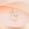 Sterling Silver Rabbit Pearl Stud Earrings with Zircon