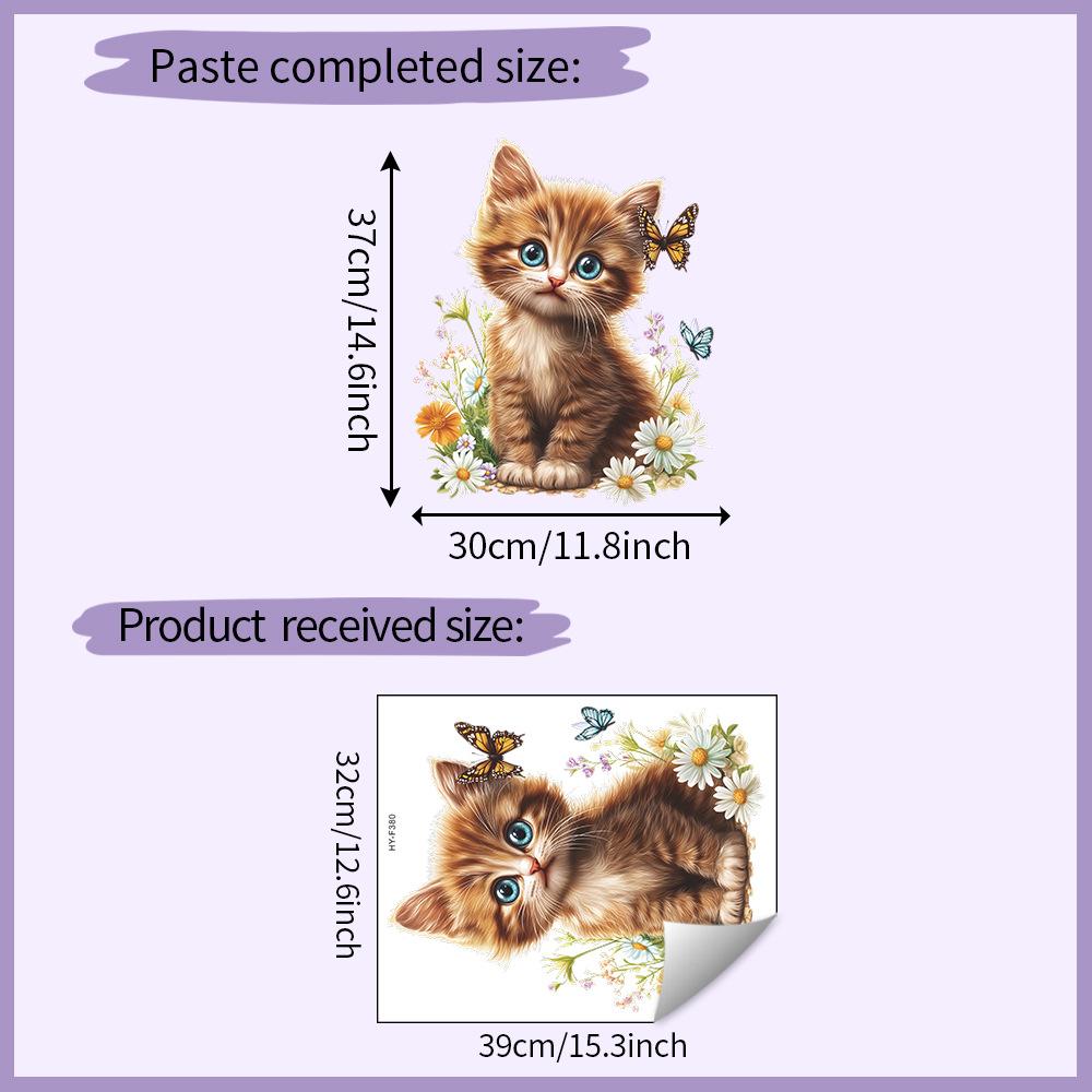 

Cute Cat Butterfly Wall Sticker Self-Adhesive Removable for Bedroom Living Room Hallway Closet Dorm Home Decor Art 32x39cm разноцветный