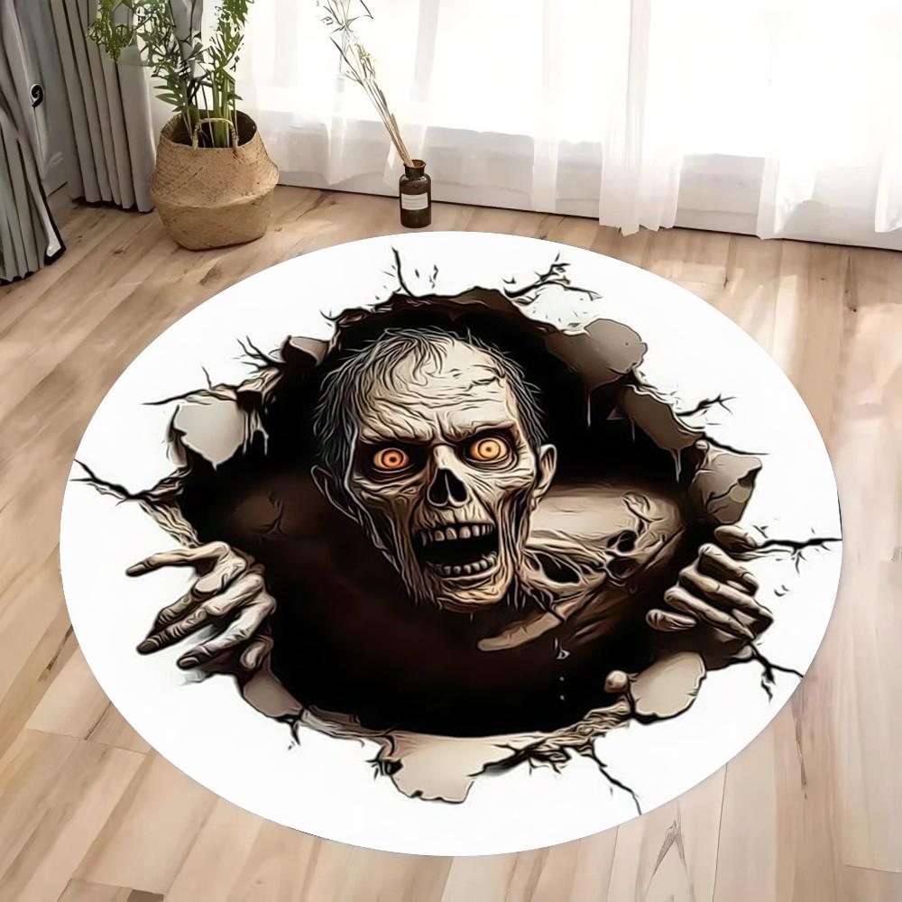 3D Halloween Horror Circular Carpet Doomsday Zombie Carpet Suitable for Bedroom Area Carpet Living Room Home Decoration Gifts