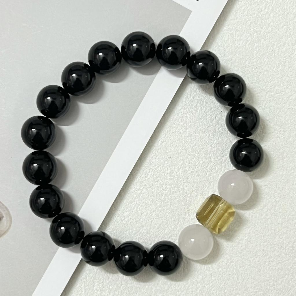 Agate Beaded Bracelet for Women Natural Stone 10mm Round Beads Stretch Adjustable Bangle Semi-Precious Gemstones Jewelry Gifts