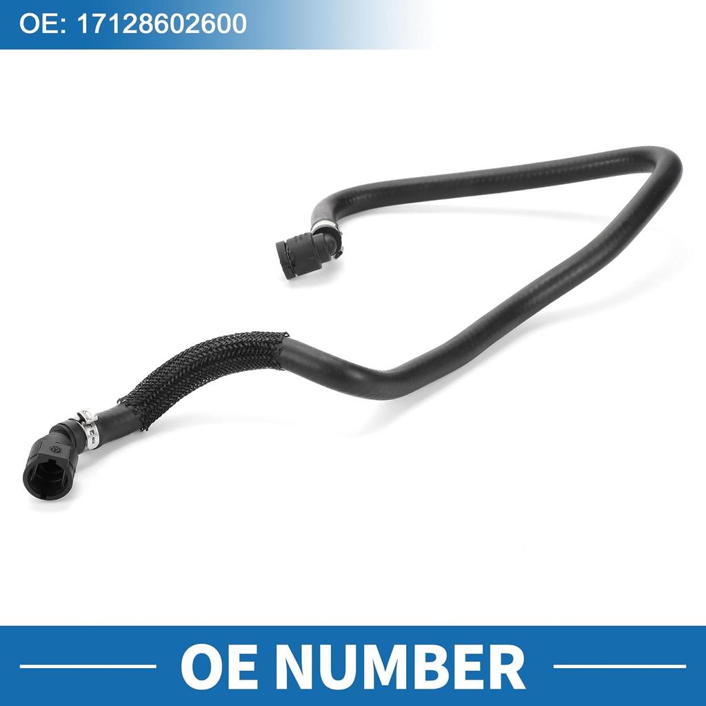 Radiator Hose No.17128602600 Engine Expansion Tank Overflow Pipe for BMW 530e 2018-2020 530i xDrive 2.0L 2017-2019 Rubber Black