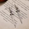 Huitan Creative Sword Shaped Drop Earrings for Women Vintage Black  Color Cool Pendant Dangle Earrings Unique Ear Jewelry