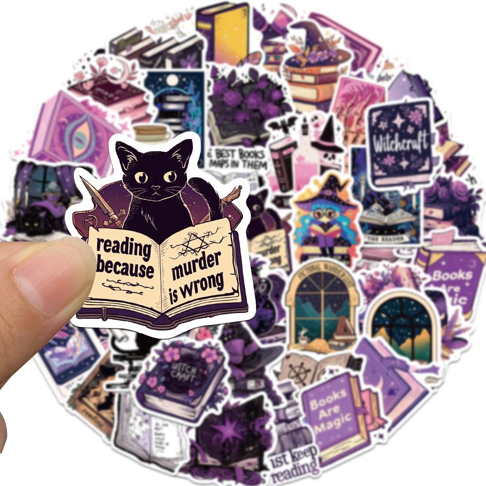 50PCS Purple Pack Bookish Stickers for Notebook Luggage Skateboard Decoration Graffiti Decals Cool Decals