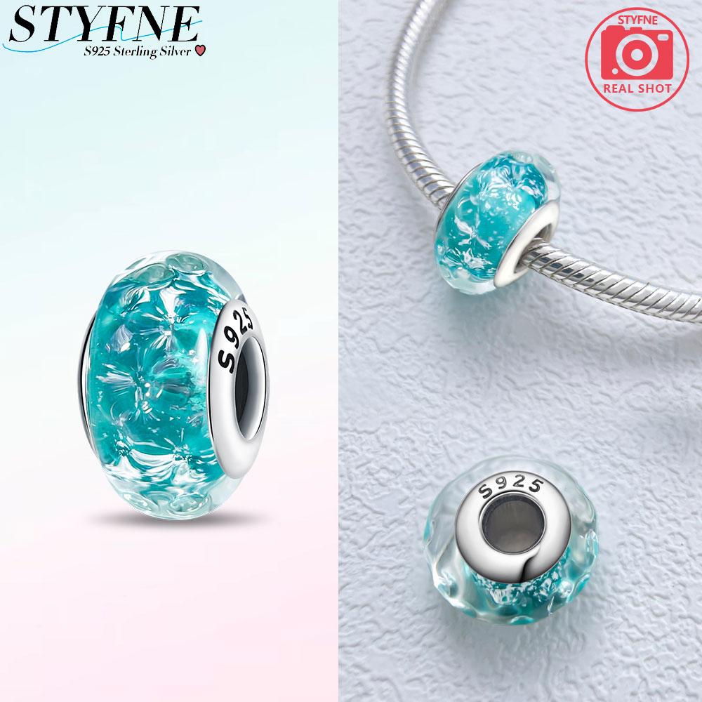 925 Silver Bracelet Women Diy Jewelry Gift Accessories Charms Beads Pink Murano Glass Blue Flower Butterfly Beads
