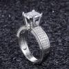 Foreign Trade New Classic Atmosphere Square Zircon Ring Ladies Platinum Wedding Jewelry