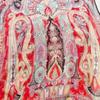 Used D449 ETRO Paisley Pattern Stole Shawl Red Beautiful Silk