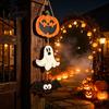 Cute Pumpkin Wall Hanging Halloween Wooden Ornament, Jack-o'-Lantern Ghost Bat 3-Tier String Door Hanger, Decor Wood Sign Pendant for Front