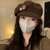 Vintage Corduroy Beret Hat For Women Korean Button Octagonal Cap Autumn Winter Painter Artist Hats Japanese Brown Peaked Caps
