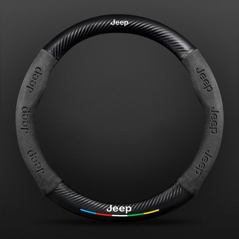 Car Steering Wheel Cover For Jeep Wrangler Patriot Commander Gladiator Renegade Grand Cherokee Compass Wagoneer Keychain