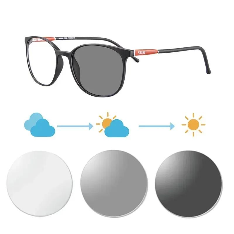SHINU Photochromic Multifocal Reading Glasses Women Small Face Size Tr90 Frames Lightweight Progressive Lenses