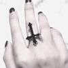 Harajuku Vintage Zwart Hip Hop Punk Open Ring met Kruis voor Vrouwen Feest Sieraden Mannen Trendy Gotisch Zilverkleurig Metaal Vingerringen