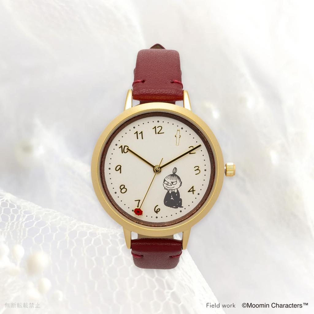 Fieldwork Analog Moomin Leather Wood Wood Leather Watch Little Red Women's Watch, Design, Strap, Pattern, Y, My, MOM017-2