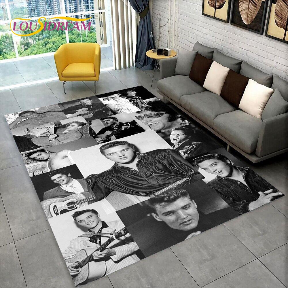 The King Elvis Presley Retro-Teppich, Teppich für Wohnzimmer, Schlafzimmer, Sofa, Fußmatte, Dekoration, Kinder spielen, rutschfeste Bodenmatte, 3D