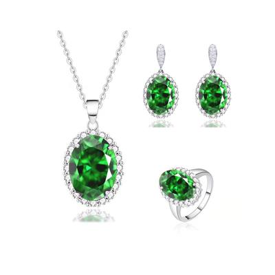 Zirkon Schmuckset Schmuck Ring Halskette Ohrringe mit Zirkon eingelegt Dreiteiliges Set