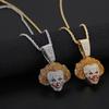 European-American Quirky Christmas V for Vendetta Clown Hip-Hop Pendant Necklace with Full Diamond Design