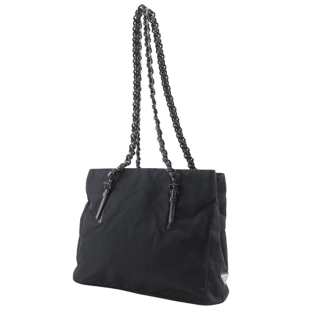 PRADA plastic chain Tote Bag black Nylon Women Used