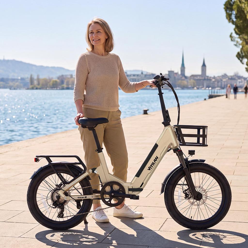 Vitilan U9 Adult Electric Bicycle Shimano 7 Speed Gear 500W Peak Power 960W Motor City Ebike 48V15Ah Battery E-bike 20*3.0" Fat Tires Electric Bike