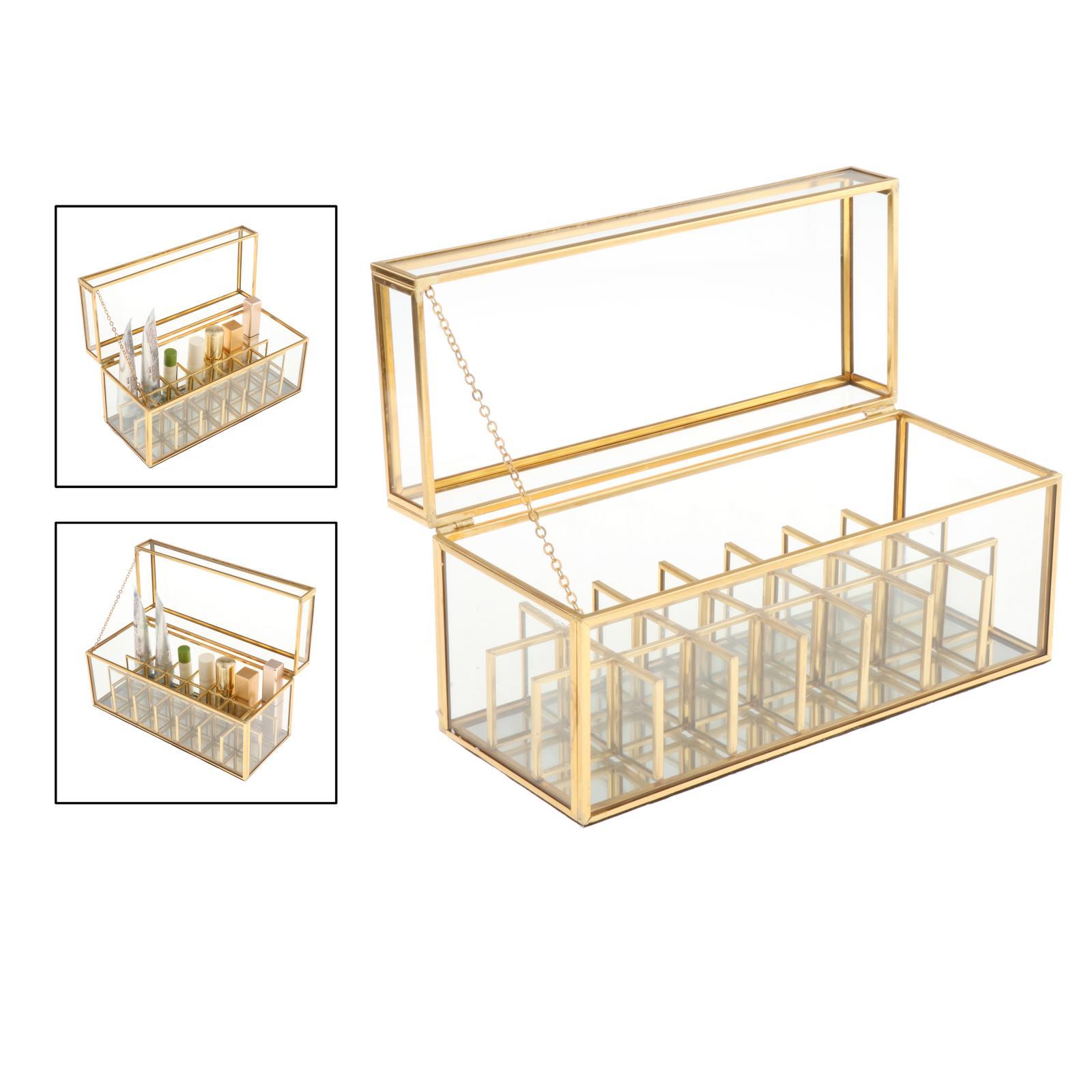 Glass Holder Glass Makeup Organizer Display Case 21 with Lid 14cm