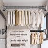 No-Drill Retractable Clothes Drying Rod for Curtain and Wardrobe Support - Nail-Free Bathroom or Shower Drying Rack.