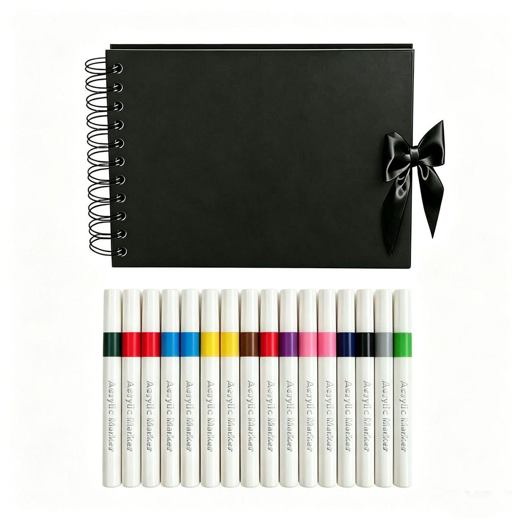 Creative Photo Album and Scrapbook Set with Bows, Doodles, and Souvenir Pages
