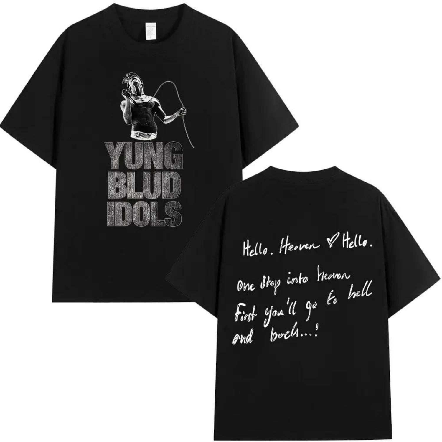 

2025 Men s Youngblud Idol Album Tour Pattern Printed 100% Pure Cotton Short-sleeved T-shirt Hip-hop Casual Streetwear S чёрный