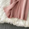 Summer Women Sleeveless Single Breasted Office Work Knitted Sweater Sheath Dresses with Belt
