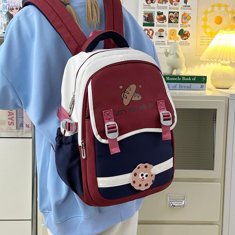 New Student Large Capacity Backpack Fashionable Junior High School College School School Bag Casual Contrast Backpack for Class