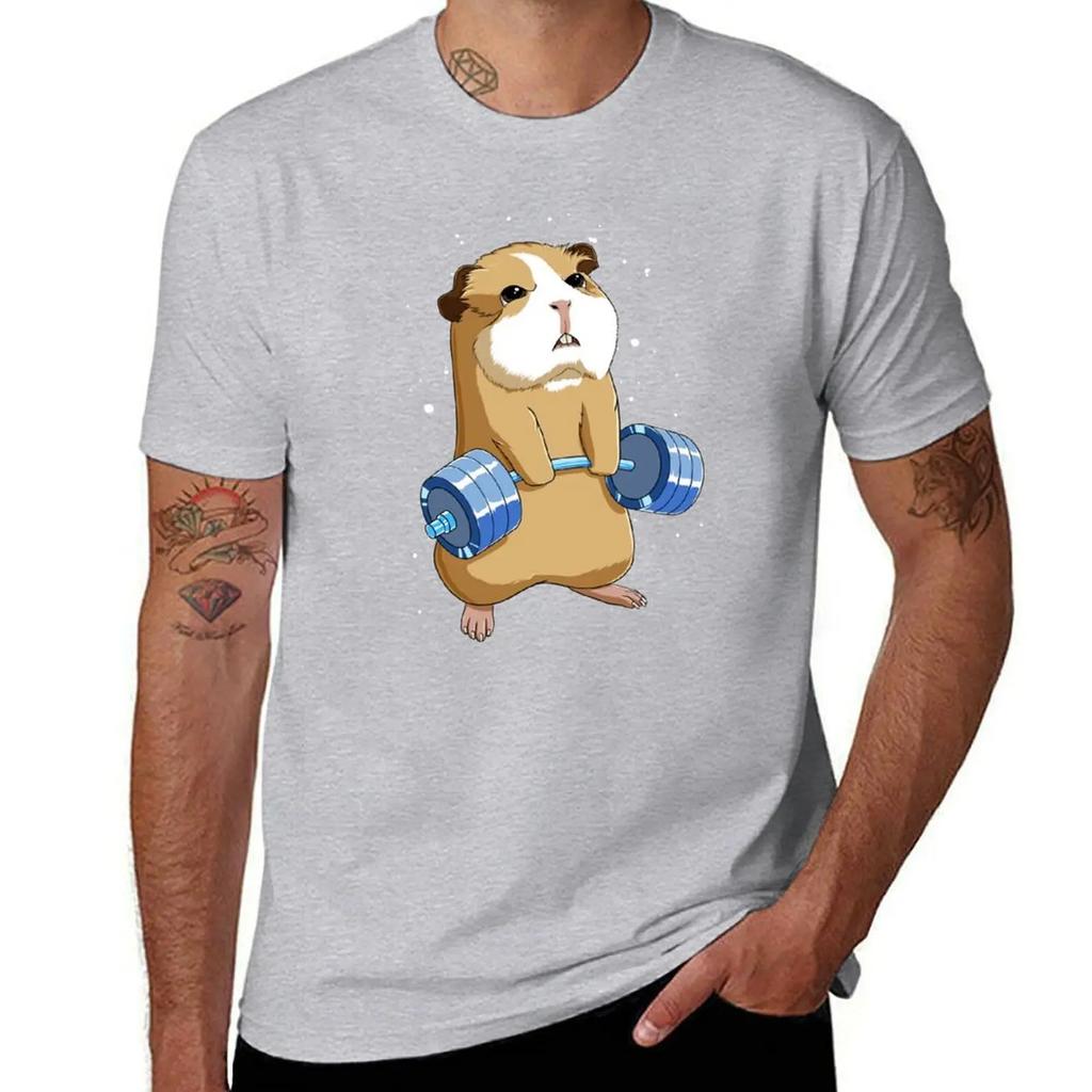 Lustiges Gewichtheben Fitnessstudio Meerschweinchen T-Shirt Vintage T-Shirts Anime Kleidung schlichte Herrenkleidung T-Shirt Herren
