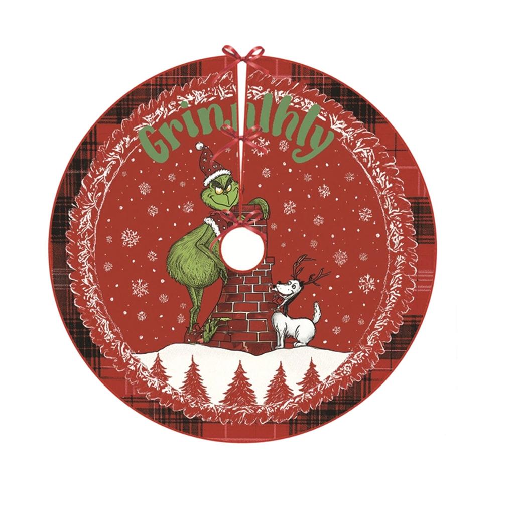 Christmas Tree Skirt New Greentown Cartoon Tree Skirt 90CM Digital Printing Christmas Creative Decoration Tree Fence