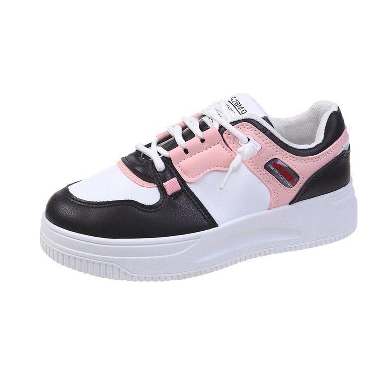 Shoes for Four Seasons Women's Mixed Batch  New Rubber Muffin Soft Bottom Lightweight Black Pink PU Leather Women's Casual Sneakers