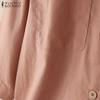 ZANZEA Women Turn Down Collar Loose 3/4 Sleeve Cotton Blouse