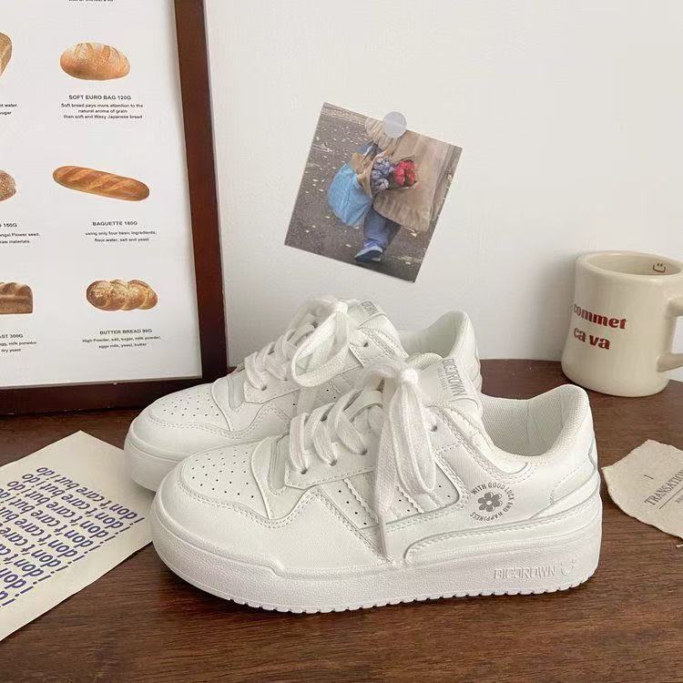 

Hong Kong style spring and autumn new niche original design thick baseplate shoes student sports and leisure shoes 35【foot length 22.5cm】 бежевый