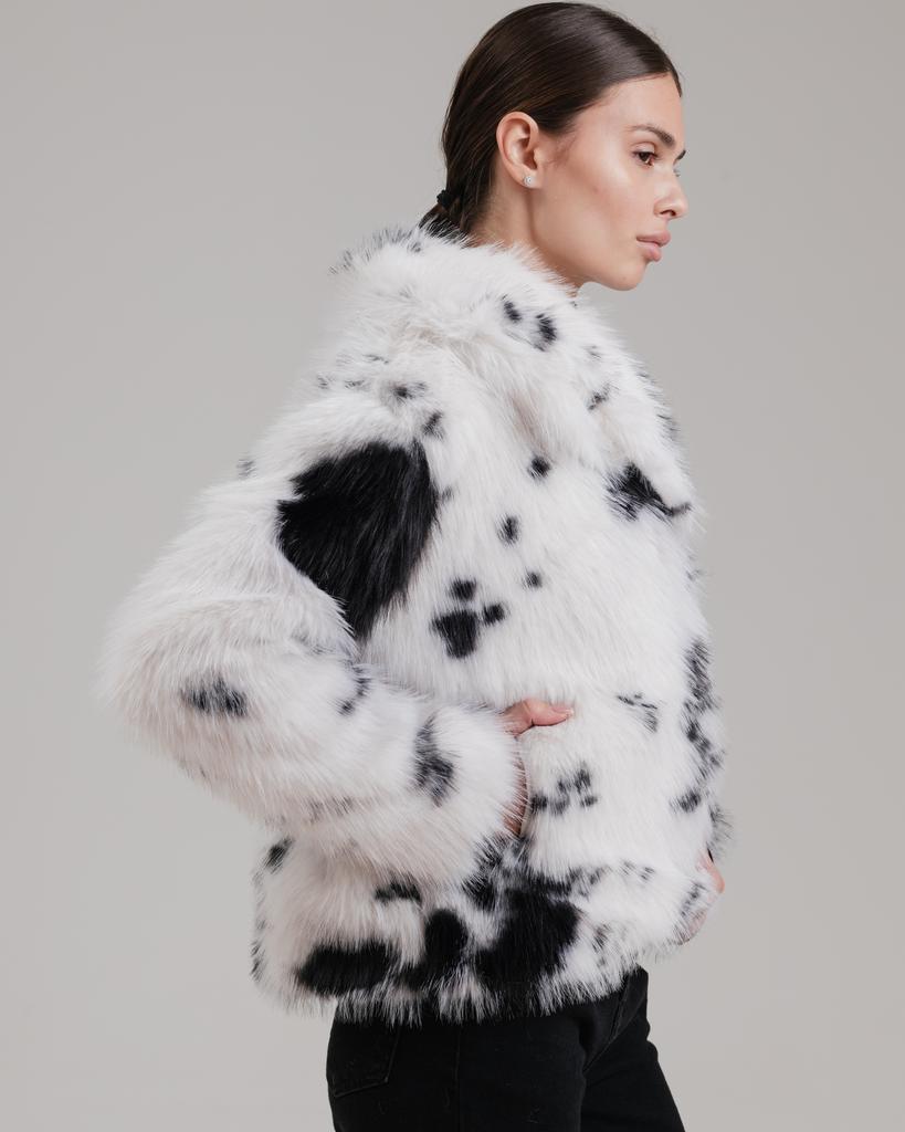Women's Short Fur Coat ZLLY 20149 S White-black