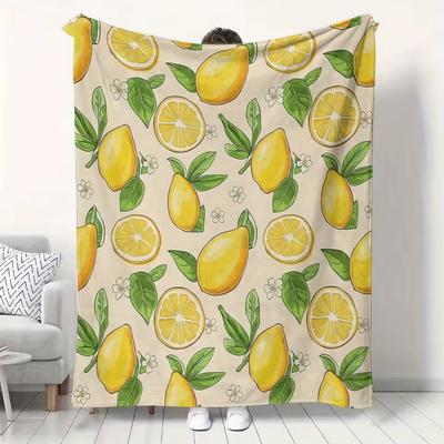 Lemon Fruit Flannel Blanket, Suitable for All Seasons, Soft And Perfect for Covering with Air Conditioning, Sofa Blanket, Office