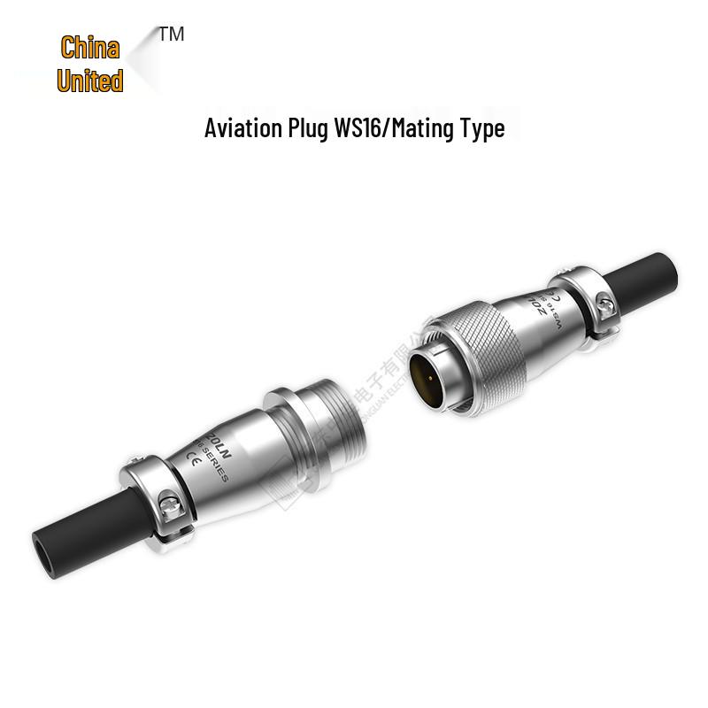 Zhonglian WS16 Flange Square Aviation Plug with Rear Nut and Mating Socket Connector