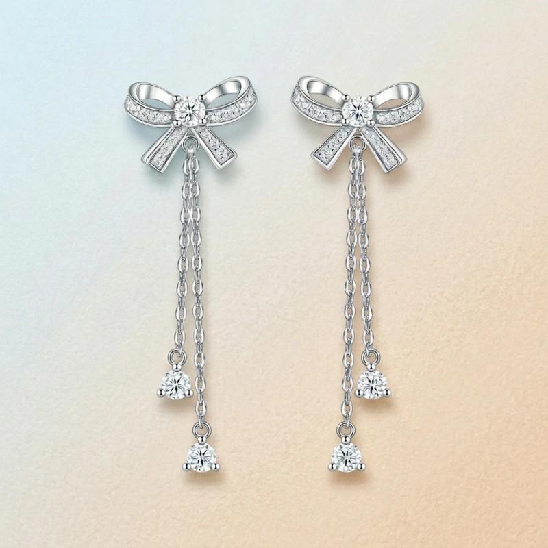 Elegant Butterfly Stud Earrings In Sterling With Moissanite Gemstone Hypoallergenic Daily Wear